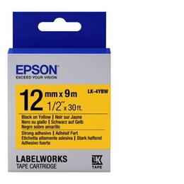 Картридж с лентой Epson LK4YBW9 принтеров LW-300/400/400VP/700 Strng adh Blk/Yell 12mm/9m (C53S654014)