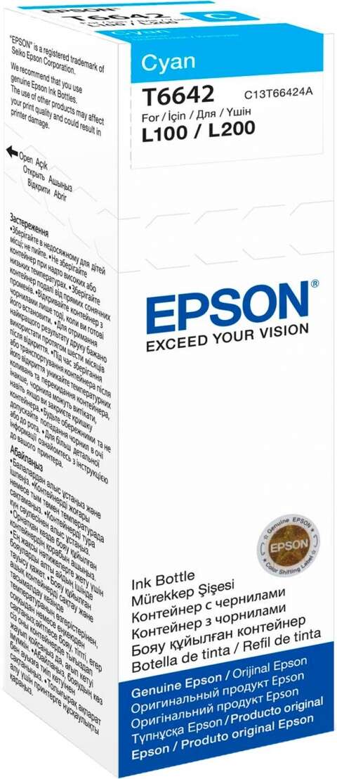 Контейнер з чорнилом Epson L100/L200 cyan (C13T66424A)