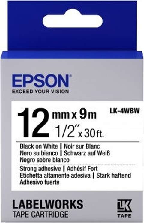 Картридж зі стрічкою Epson LK4WBW принтерів LW-300/400/400VP/700 Strng adh Blk/Wht 12mm/9m (C53S654016)