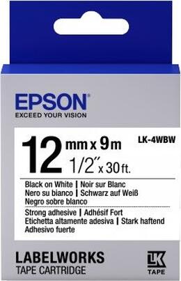Картридж зі стрічкою Epson LK4WBW принтерів LW-300/400/400VP/700 Strng adh Blk/Wht 12mm/9m (C53S654016)