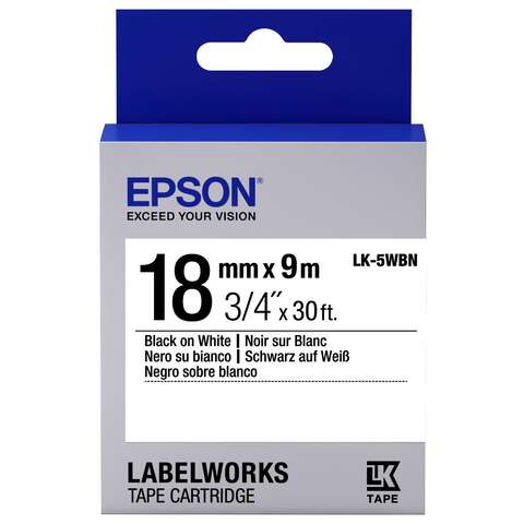Картридж с лентой Epson LK5WBN принтеров LW-400/400VP/700 Std Blk/Wht 18mm/9m (C53S655006)