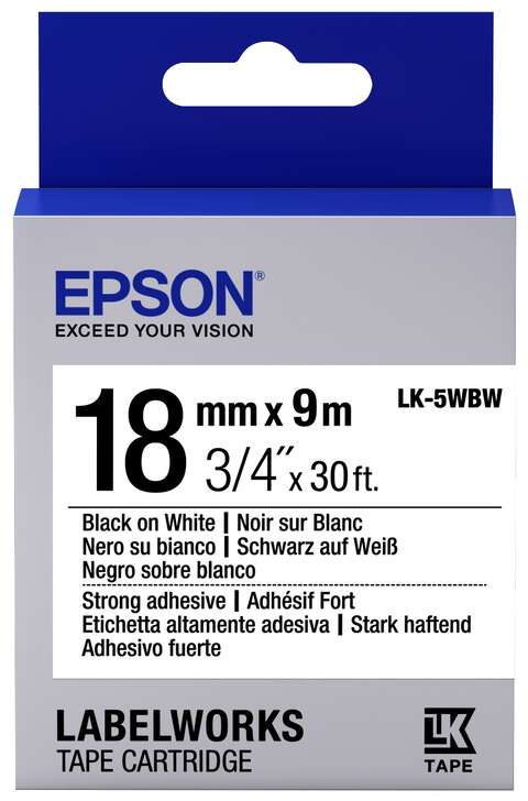 Картридж с лентой Epson LK5WBW принтеров LW-400/400VP/700 Strng adh Blk/Wht 18mm/9m (C53S655012)