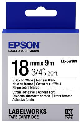 Картридж с лентой Epson LK5WBW принтеров LW-400/400VP/700 Strng adh Blk/Wht 18mm/9m (C53S655012)