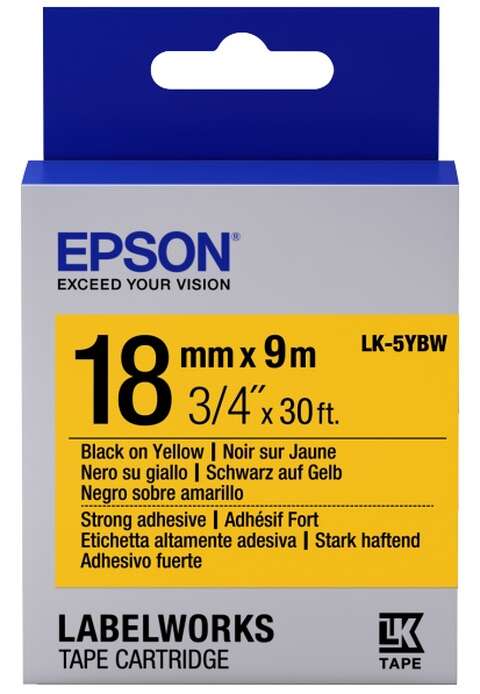 Картридж зі стрічкою Epson LK5YBW принтерів LW-400/400VP/700 Strng adh Blk/Yell 18mm/9m (C53S655010)