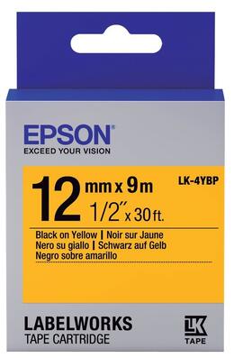 Картридж зі стрічкою Epson LK4YBP принтерів LW-300/400/400VP/700 Pastel Black/Yellow 12mm/9m (C53S654008)