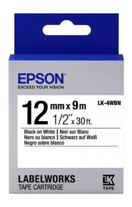 Картридж зі стрічкою Epson LK4WBN принтерів LW-300/400/400VP/700 Standard Black/White 12mm/9m (C53S654021)