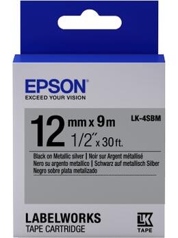 Картридж с лентой Epson LK4SBM принтеров LW-300/400/400VP/700 Metallic Blk/Siv 12mm/9m (C53S654019)