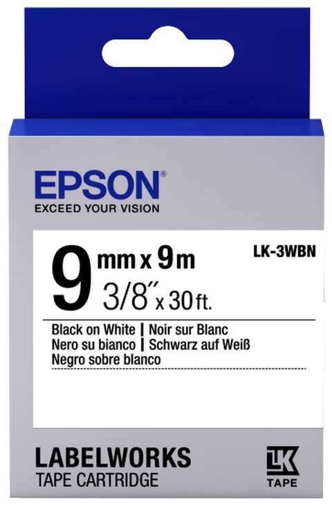 Картридж с лентой Epson LK3WBN принтеров LW-300/400/400VP/700 Std Blk/Wht 9mm/9m (C53S653003)