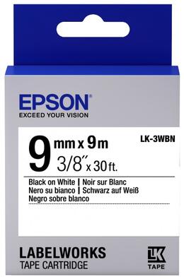 Картридж с лентой Epson LK3WBN принтеров LW-300/400/400VP/700 Std Blk/Wht 9mm/9m (C53S653003)
