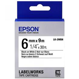 Картридж с лентой Epson LK2WBN принтеров LW-300/400/400VP/700 Std Blk/Wht 6mm/9m (C53S652003)