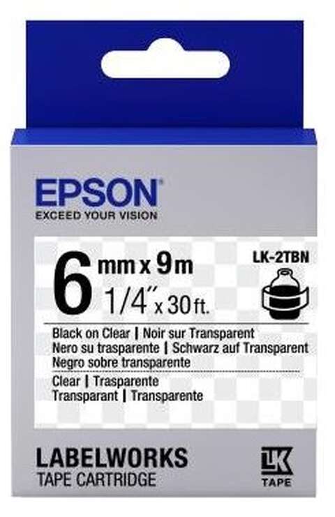 Картридж с лентой Epson LK2TBN принтеров LW-300/400/400VP/700 Clear Blk/Clear 6mm/9m (C53S652004)