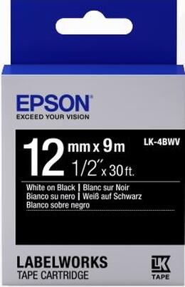 Картридж с лентой Epson LK4BWV принтеров LW-300/400/400VP/700 Vivid White/Black 12mm/9m (C53S654009)