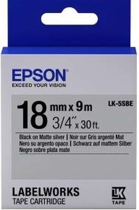 Картридж с лентой Epson LK5SBE принтеров LW-400/400VP/700 Matte Blk/MattSiv 18mm/9m (C53S655013)