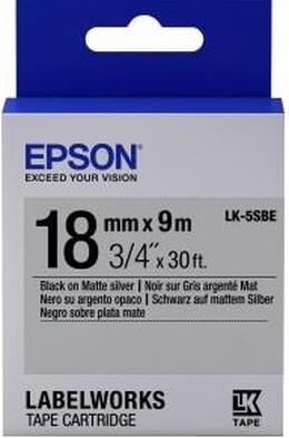 Картридж зі стрічкою Epson LK5SBE принтерів LW-400/400VP/700 Matte Blk/MattSiv 18mm/9m (C53S655013)