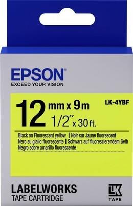 Картридж зі стрічкою Epson LK4YBF принтерів LW-300/LW-400/LW-400VP/LW-600P/LW-700/LW-Z710/LW-900P/LW-1000P/LW-Z5000BE Fluorescent Black/Yellow 12mm/9m (C53S654010)
