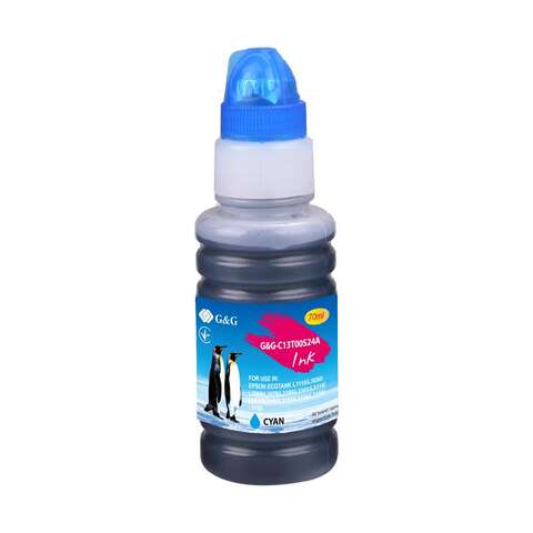 Контейнер з чорнилом G&G до Epson L3100, L3101, L3110, L3150, L3151, L1110, L3156, L3160, L5190 cyan (G&G-C13T00S24A)