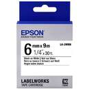 Картридж с лентой Epson LK2WBN принтеров LW-300/400/400VP/700 Std Blk/Wht 6mm/9m (C53S652003)